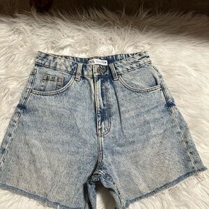 Zara Light Blue High Rise Denim Shorts Size 2